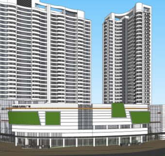 现代沿街商业建筑su模型