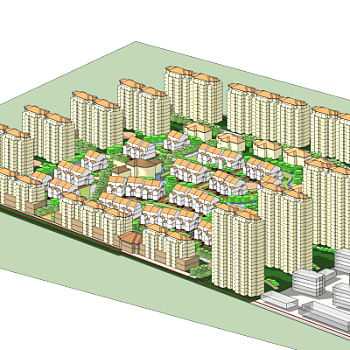 现代小区规划su模型