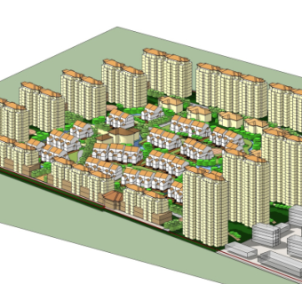 现代小区规划su模型
