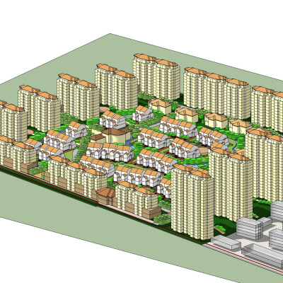 现代小区规划su模型