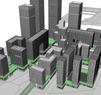 现代商业区规划su模型