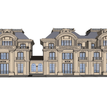 法式沿街商业建筑su模型