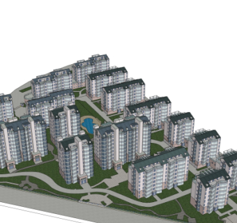 现代小区规划su模型