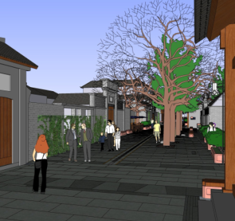 中式商业街su模型