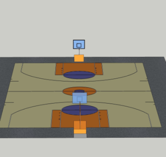 现代篮球场su模型