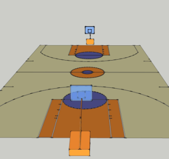 现代篮球场su模型