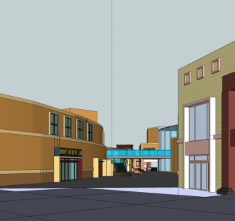 现代商业街su模型