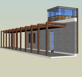 中式廊架免费su模型