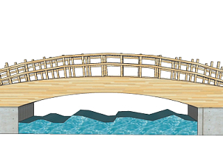 现代实木大桥su模型