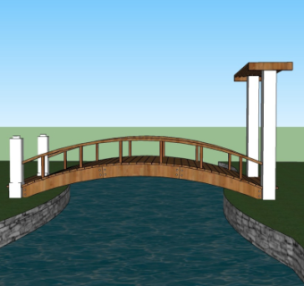 现代实木大桥免费su模型
