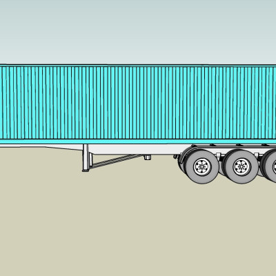 现代拖车集装箱su模型
