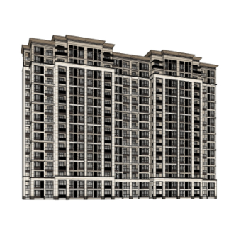 新古典高层公寓楼su模型
