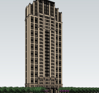 新古典高层公寓楼su模型