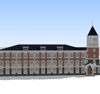 现代幼儿园外观su模型