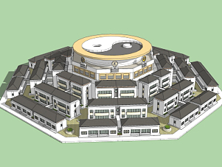 中式别墅规划su模型