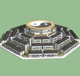 中式别墅规划su模型