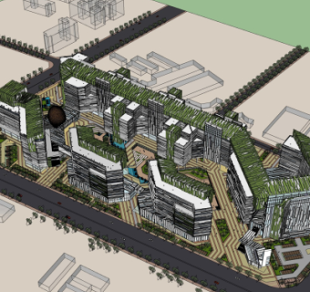 现代商业区规划su模型