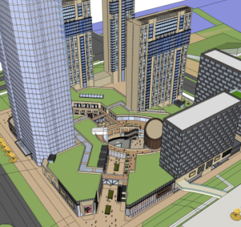 现代商业街su模型