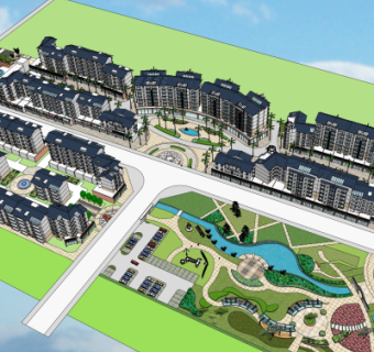 现代小区规划su模型