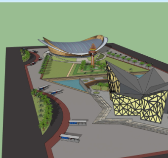 现代汽车站鸟瞰规划3d模型