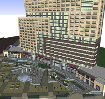 现代商业广场su模型