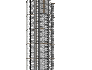 现代<em>超高层</em>公寓楼su模型