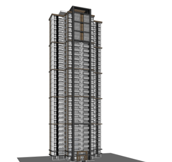 现代超高层公寓楼su模型