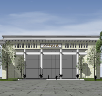 新中式办公楼su模型