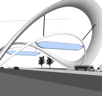 现代异形桥廊免费su模型
