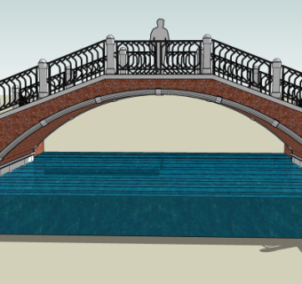 现代石拱桥免费su模型