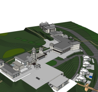 现代住宅鸟瞰规划su模型