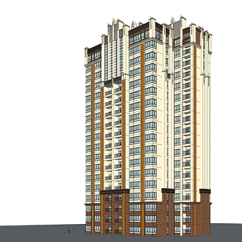 新古典高层公寓楼su模型