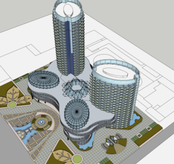 现代高层住宅鸟瞰规划su模型