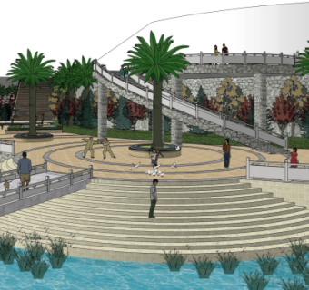 现代公园旋转楼梯su模型