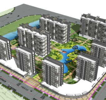 现代小区规划su模型