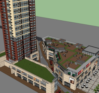 现代商业街su模型