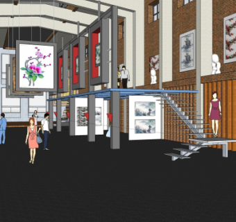 现代艺术展厅su模型