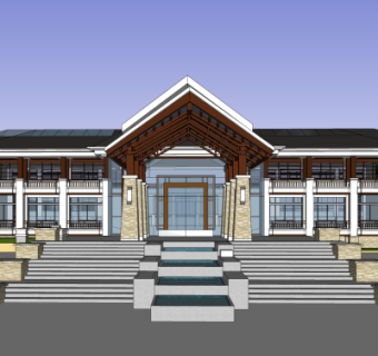 新中式酒店su模型