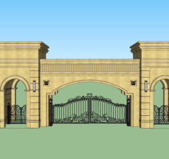 欧式园林大门免费su模型