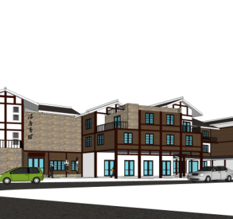 中式酒店su模型