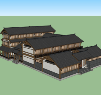 中式院子su模型