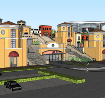 欧式沿街商业建筑su模型