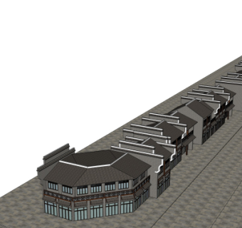 现代商业街鸟瞰规划su模型