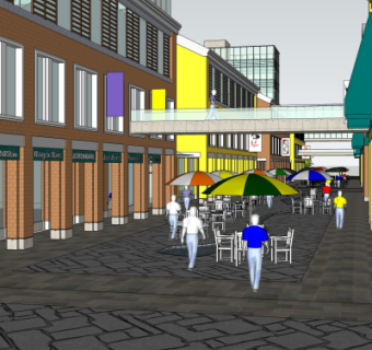 现代商业街su模型