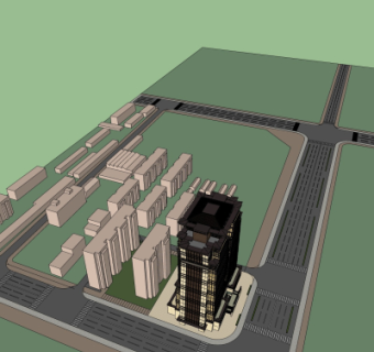 现代高层住宅鸟瞰规划su模型