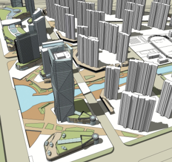现代高层住宅鸟瞰规划su模型