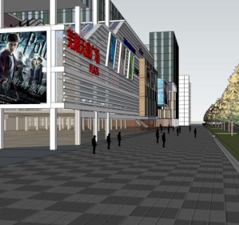 现代沿街商业建筑su模型