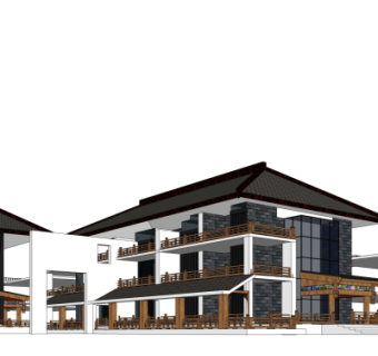 新中式酒店su模型