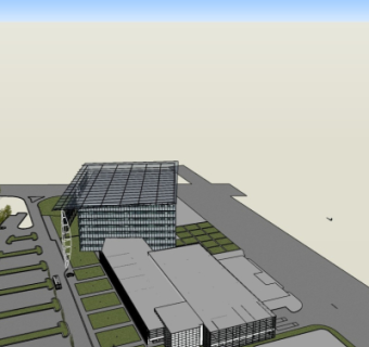 现代办公楼鸟瞰规划su模型