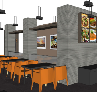 现代快餐店su模型